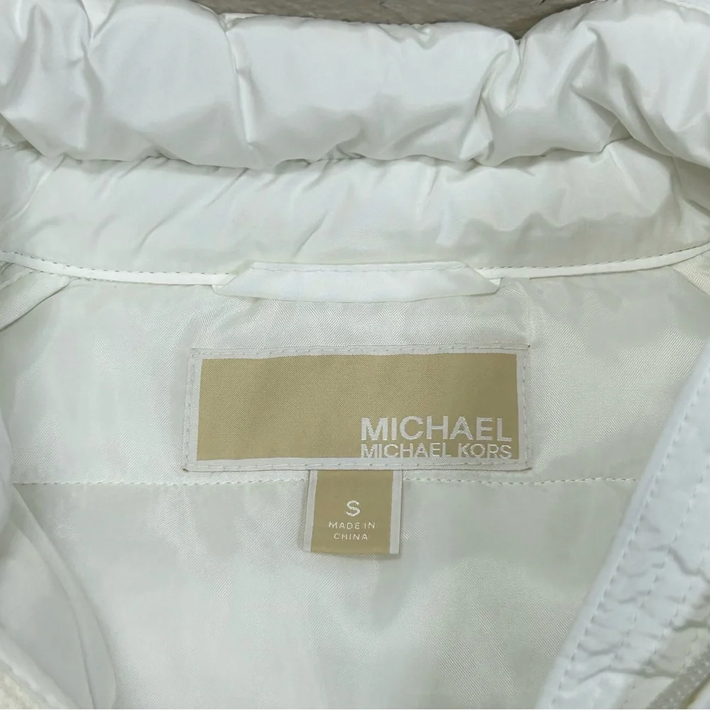 Michel Kors‎ White Solid Full Zipper Puffer Vest Size S